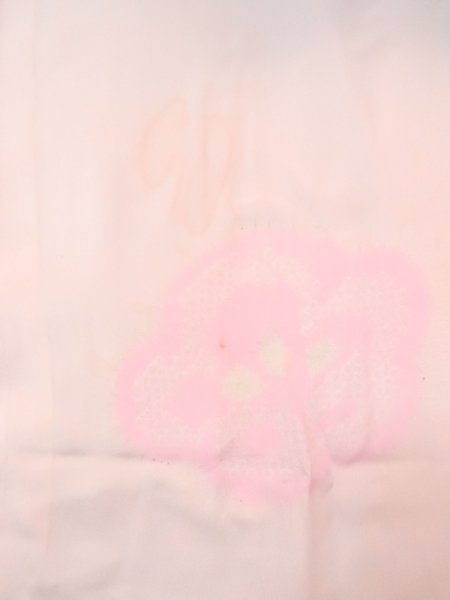 Photo3: N0611U Vintage Japanese women  Pale Pink JUBAN undergarment / Silk. Chrysanthemum,   (Grade C) (3)