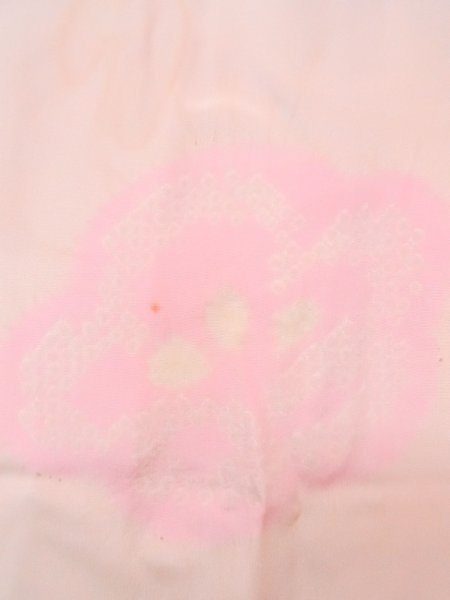 Photo6: N0611U Vintage Japanese women  Pale Pink JUBAN undergarment / Silk. Chrysanthemum,   (Grade C) (6)