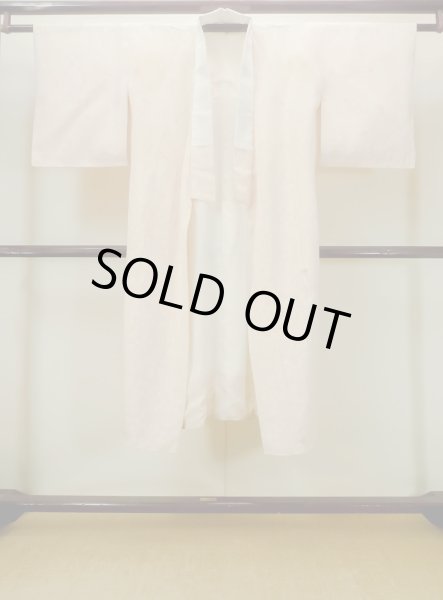 Photo1: N0611W Vintage Japanese women  Pale Pink JUBAN undergarment / Silk. Chrysanthemum,   (Grade D) (1)