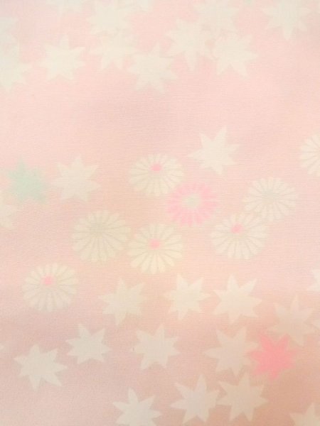 Photo5: N0611W Vintage Japanese women  Pale Pink JUBAN undergarment / Silk. Chrysanthemum,   (Grade D) (5)