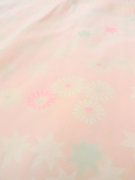 Photo9: N0611W Vintage Japanese women  Pale Pink JUBAN undergarment / Silk. Chrysanthemum,   (Grade D) (9)