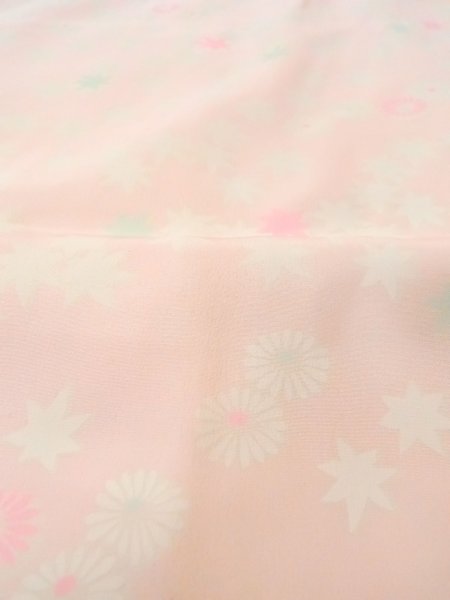 Photo10: N0611W Vintage Japanese women  Pale Pink JUBAN undergarment / Silk. Chrysanthemum,   (Grade D) (10)