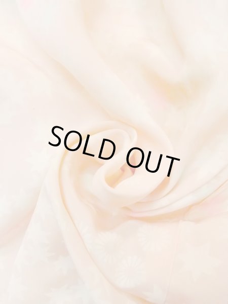 Photo11: N0611W Vintage Japanese women  Pale Pink JUBAN undergarment / Silk. Chrysanthemum,   (Grade D) (11)