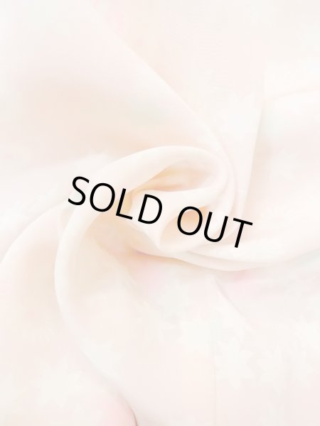 Photo12: N0611W Vintage Japanese women  Pale Pink JUBAN undergarment / Silk. Chrysanthemum,   (Grade D) (12)