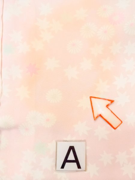 Photo14: N0611W Vintage Japanese women  Pale Pink JUBAN undergarment / Silk. Chrysanthemum,   (Grade D) (14)