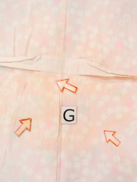 Photo20: N0611W Vintage Japanese women  Pale Pink JUBAN undergarment / Silk. Chrysanthemum,   (Grade D) (20)