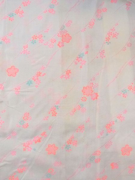 Photo3: N0611Y Vintage Japanese women   White JUBAN undergarment / Cotton. Flower, Stains/Soils all over.  (Grade D) (3)
