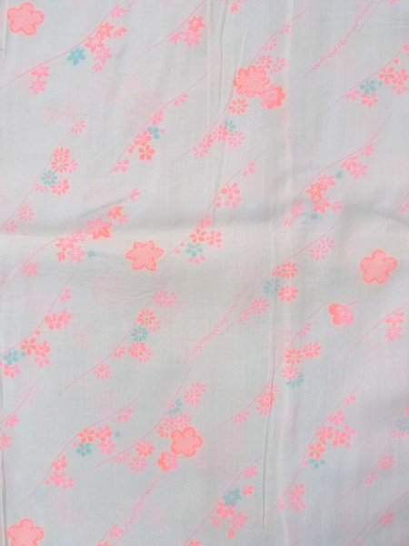 Photo4: N0611Y Vintage Japanese women   White JUBAN undergarment / Cotton. Flower, Stains/Soils all over.  (Grade D) (4)