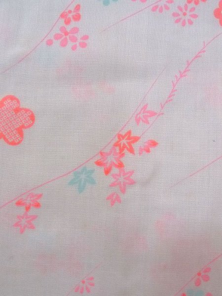 Photo6: N0611Y Vintage Japanese women   White JUBAN undergarment / Cotton. Flower, Stains/Soils all over.  (Grade D) (6)