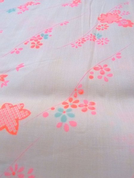 Photo10: N0611Y Vintage Japanese women   White JUBAN undergarment / Cotton. Flower, Stains/Soils all over.  (Grade D) (10)