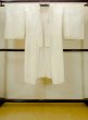 Photo1: N0612B Vintage Japanese women   White JUBAN undergarment / Silk. Peony,   (Grade D) (1)