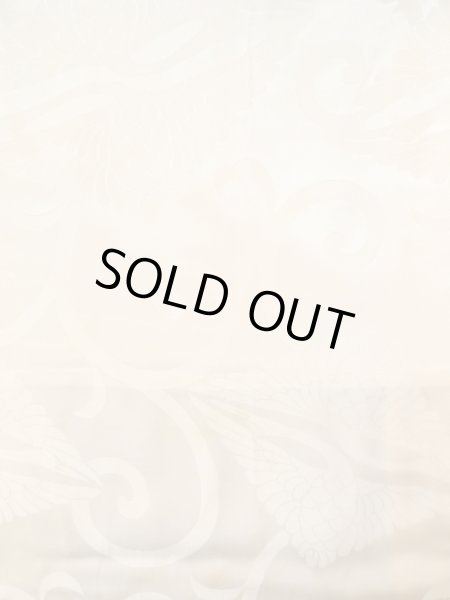 Photo3: N0612C Vintage Japanese women  Shiny Ivory JUBAN undergarment / Silk. Arabesque vine,   (Grade D) (3)