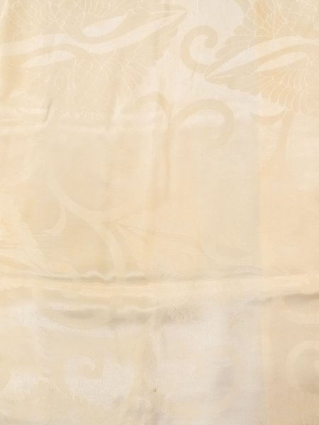 Photo4: N0612C Vintage Japanese women  Shiny Ivory JUBAN undergarment / Silk. Arabesque vine,   (Grade D) (4)