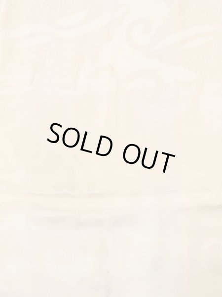 Photo4: N0612C Vintage Japanese women  Shiny Ivory JUBAN undergarment / Silk. Arabesque vine,   (Grade D) (4)