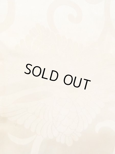 Photo5: N0612C Vintage Japanese women  Shiny Ivory JUBAN undergarment / Silk. Arabesque vine,   (Grade D) (5)