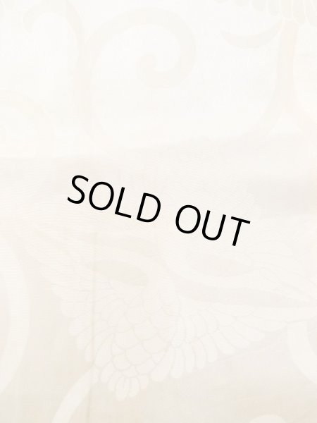 Photo6: N0612C Vintage Japanese women  Shiny Ivory JUBAN undergarment / Silk. Arabesque vine,   (Grade D) (6)