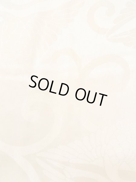 Photo7: N0612C Vintage Japanese women  Shiny Ivory JUBAN undergarment / Silk. Arabesque vine,   (Grade D) (7)