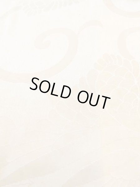 Photo9: N0612C Vintage Japanese women  Shiny Ivory JUBAN undergarment / Silk. Arabesque vine,   (Grade D) (9)