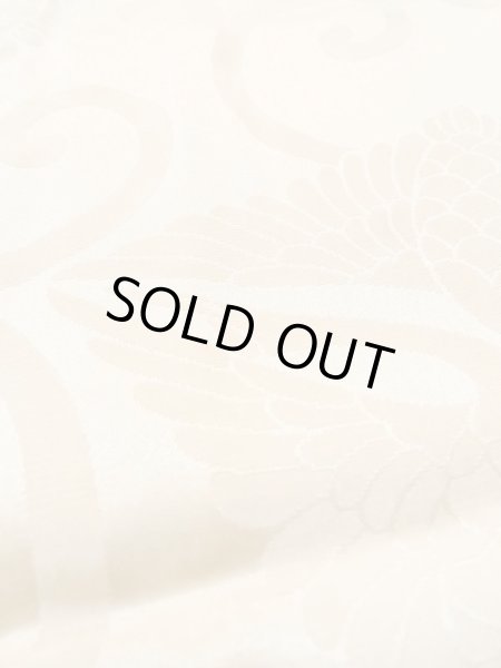 Photo10: N0612C Vintage Japanese women  Shiny Ivory JUBAN undergarment / Silk. Arabesque vine,   (Grade D) (10)