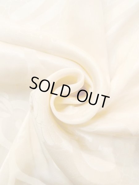 Photo12: N0612C Vintage Japanese women  Shiny Ivory JUBAN undergarment / Silk. Arabesque vine,   (Grade D) (12)