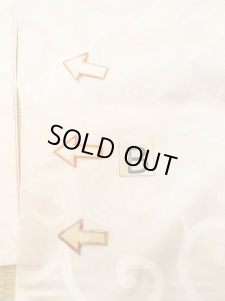 Photo15: N0612C Vintage Japanese women  Shiny Ivory JUBAN undergarment / Silk. Arabesque vine,   (Grade D) (15)