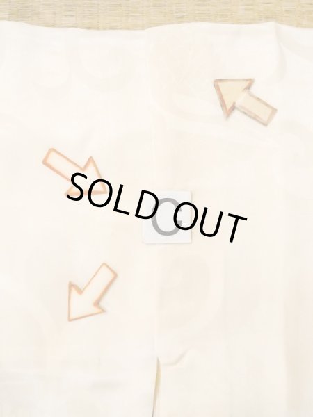 Photo16: N0612C Vintage Japanese women  Shiny Ivory JUBAN undergarment / Silk. Arabesque vine,   (Grade D) (16)