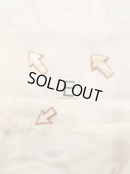 Photo18: N0612C Vintage Japanese women  Shiny Ivory JUBAN undergarment / Silk. Arabesque vine,   (Grade D) (18)