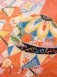 Photo5: N0624A Vintage Japanese Kimono  Pale Orange Cutting cloth Peony Silk. (Grade C) (5)