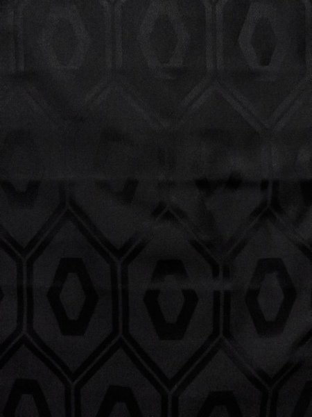 Photo5: Mint N0624C Vintage Japanese Kimono   Black Cutting cloth Tortoise-shell pattern(Hexagonal pattern) Silk. (Grade A) (5)