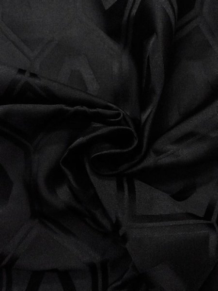 Photo9: Mint N0624C Vintage Japanese Kimono   Black Cutting cloth Tortoise-shell pattern(Hexagonal pattern) Silk. (Grade A) (9)