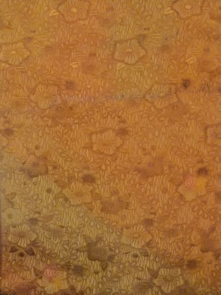 Photo3: N0624I Vintage Japanese Kimono   Brown Cutting cloth Flower Silk. (Grade C) (3)