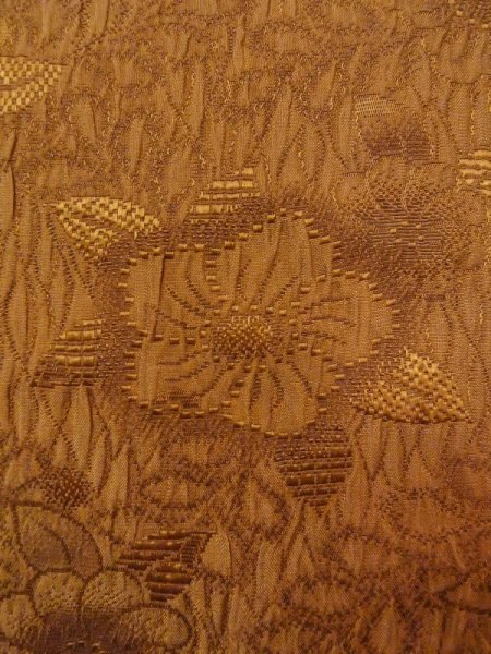 Photo4: N0624I Vintage Japanese Kimono   Brown Cutting cloth Flower Silk. (Grade C) (4)