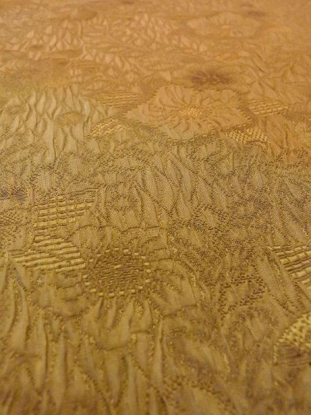 Photo9: N0624I Vintage Japanese Kimono   Brown Cutting cloth Flower Silk. (Grade C) (9)