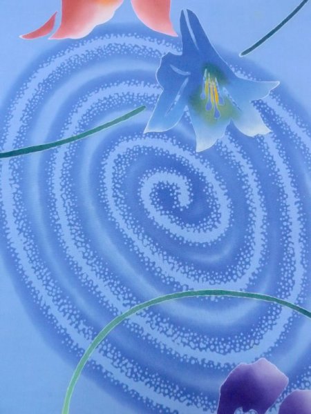 Photo7: N0624J Vintage Japanese Kimono  Grayish Light Blue Cutting cloth Iris Cotton. (Grade C) (7)