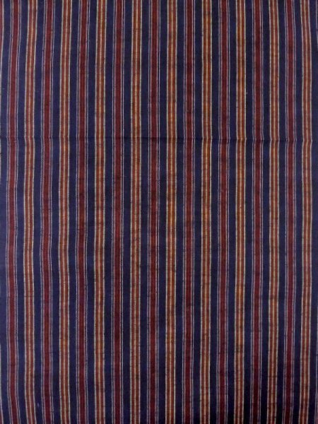 Photo4: N0624K Vintage Japanese Kimono   Navy Blue Cutting cloth Stripes Silk. (Grade B) (4)