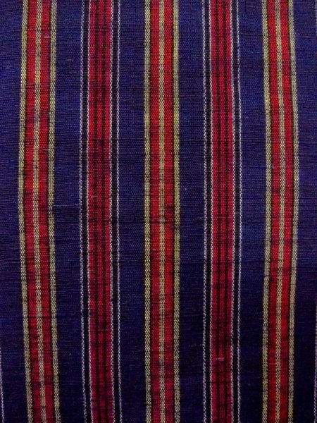 Photo5: N0624K Vintage Japanese Kimono   Navy Blue Cutting cloth Stripes Silk. (Grade B) (5)