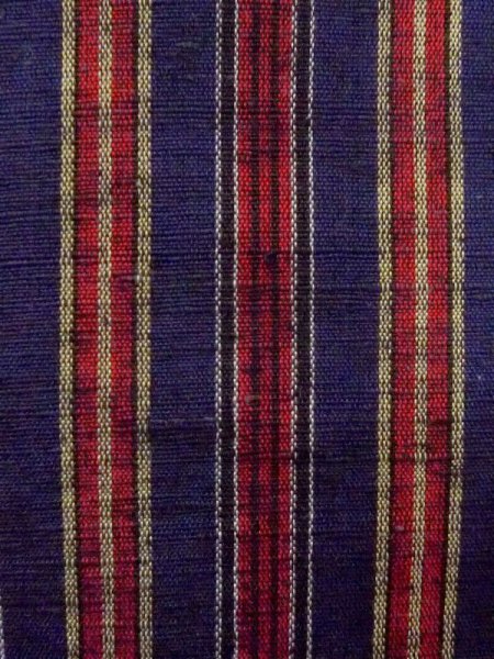 Photo6: N0624K Vintage Japanese Kimono   Navy Blue Cutting cloth Stripes Silk. (Grade B) (6)