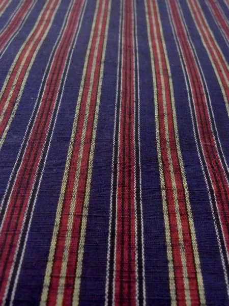Photo8: N0624K Vintage Japanese Kimono   Navy Blue Cutting cloth Stripes Silk. (Grade B) (8)