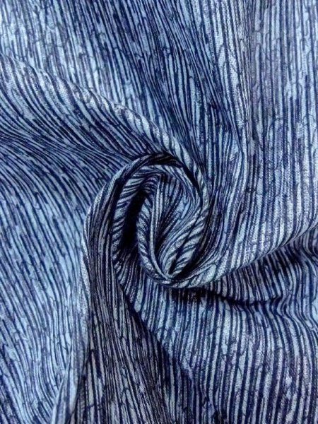 Photo9: N0624M Vintage Japanese Kimono  Grayish Light Blue Cutting cloth Line Cotton. (Grade A) (9)