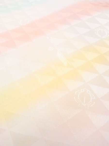 Photo6: N0624N Vintage Japanese Kimono  Shiny Multi Color Cutting cloth Triangle Silk. (Grade A) (6)