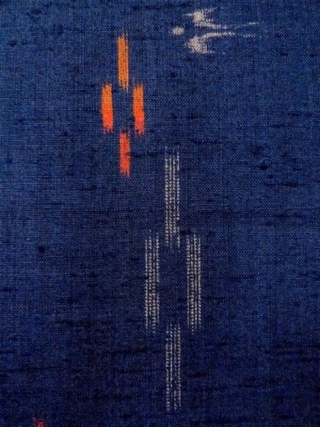 Photo5: N0624Q Vintage Japanese Kimono   Navy Blue Cutting cloth Line Wool. (Grade D) (5)