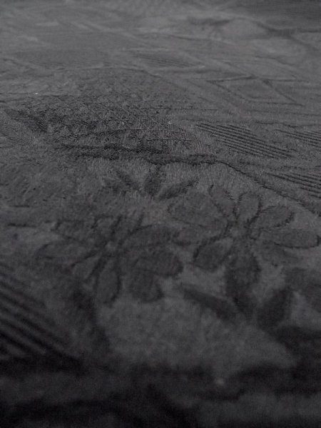Photo8: N0624V Vintage Japanese Kimono   Black Cutting cloth  Silk. (Grade B) (8)
