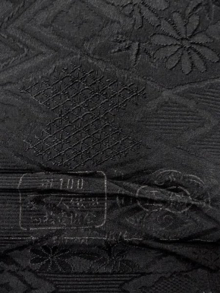 Photo11: N0624V Vintage Japanese Kimono   Black Cutting cloth  Silk. (Grade B) (11)