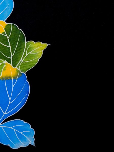 Photo7: N0624Y Vintage Japanese Kimono   Black Cutting cloth Flower Silk. (Grade B) (7)