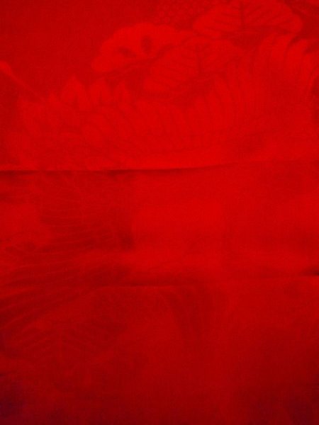 Photo4: N0629A Antique Japanese women   Red Kids/Girls / Silk.  W/embroidary half collar.  (Grade D) (4)