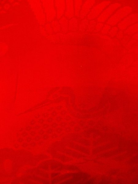 Photo5: N0629A Antique Japanese women   Red Kids/Girls / Silk.  W/embroidary half collar.  (Grade D) (5)