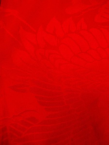 Photo6: N0629A Antique Japanese women   Red Kids/Girls / Silk.  W/embroidary half collar.  (Grade D) (6)