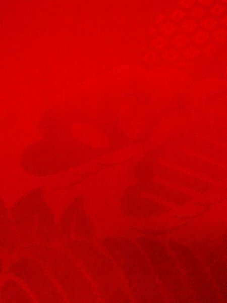 Photo7: N0629A Antique Japanese women   Red Kids/Girls / Silk.  W/embroidary half collar.  (Grade D) (7)