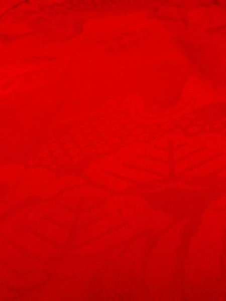 Photo8: N0629A Antique Japanese women   Red Kids/Girls / Silk.  W/embroidary half collar.  (Grade D) (8)