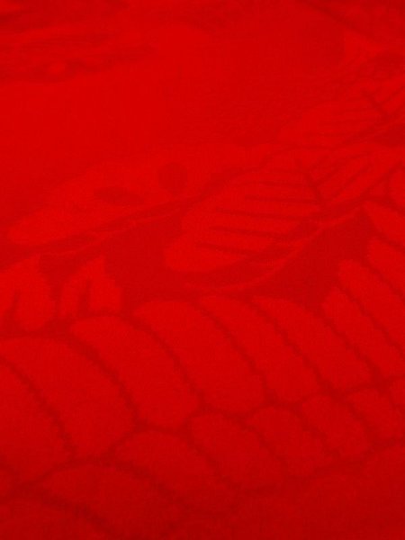 Photo10: N0629A Antique Japanese women   Red Kids/Girls / Silk.  W/embroidary half collar.  (Grade D) (10)